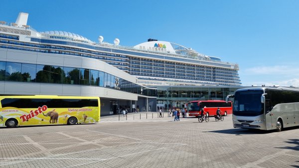 Foto: Busse als Zubringer für AIDA